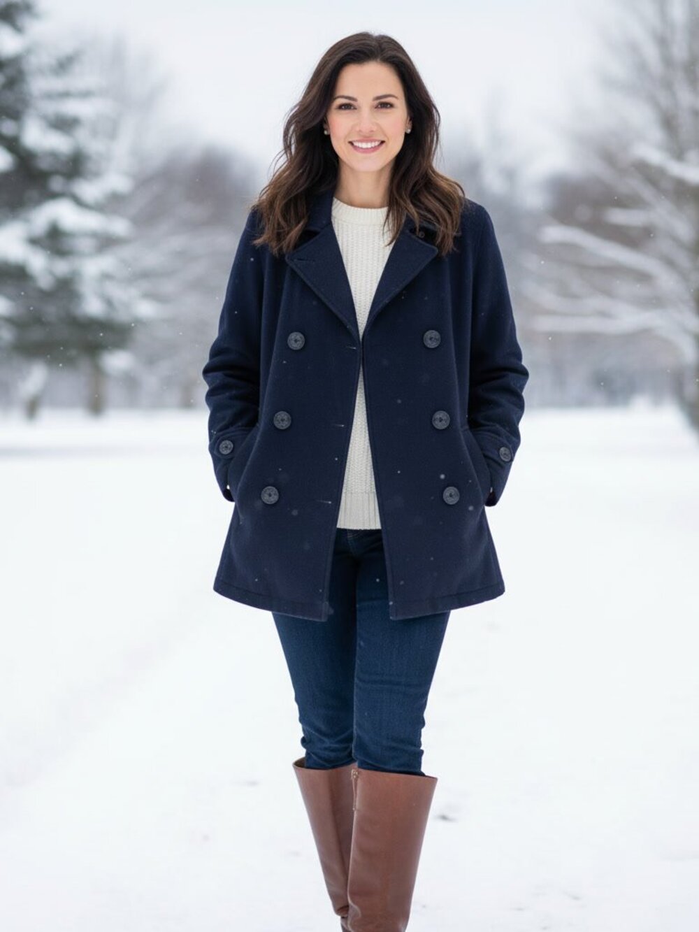 Women's Woolrich Navy Blue Peacoat